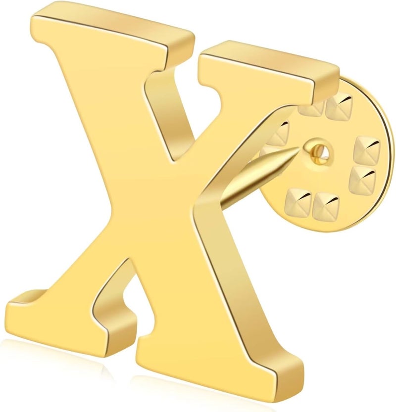 ETHOON Initial Letter Lapel Pins for Men Women Personalized Name Brooch Pins for Men Suits Hats Metal Button Pins Gold A-Z - Image 1